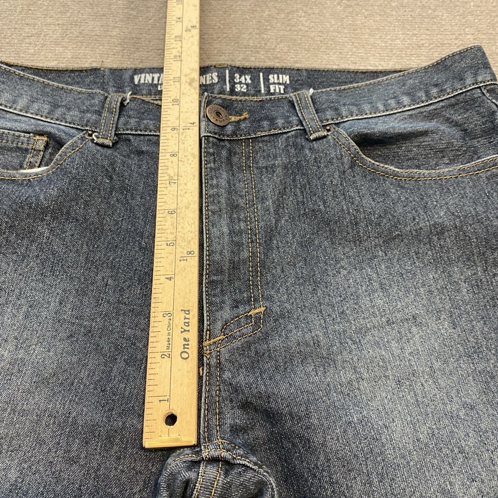 Vintage Genes Jeans Mens 34 Fits 35x32 Blue Lived In Denim Slim Fit Preppy - Picture 8 of 12